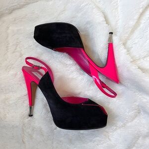 Nando Muzi | Made In Italy High Heel PeepToe Slingback Platform Shoes Black Pink